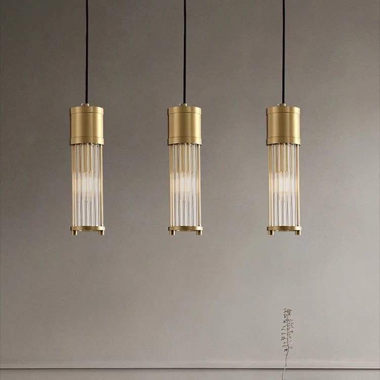 Copper LED pendant light with adjustable glass shade - vue 6 sur 7