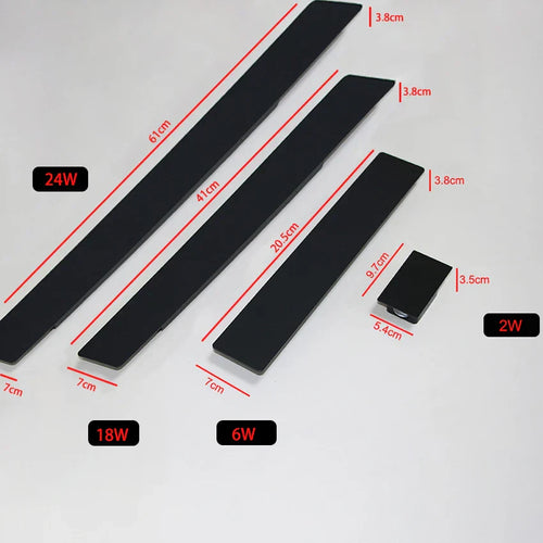 Waterproof outdoor aluminium strip wall light 18W LED black for bedroom and outdoor lighting - vue 7 sur 6