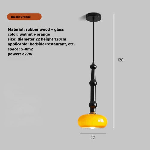 Rubber wood and glass pendant light for modern interiors