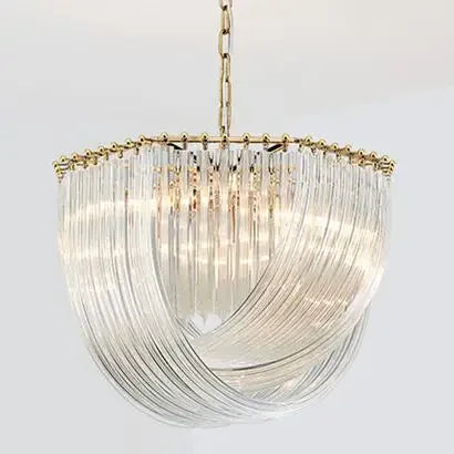 Modern metal and glass chandelier with LED lighting
