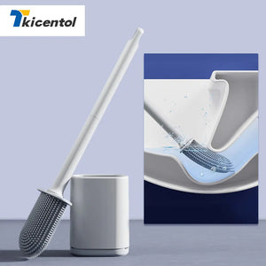 Flexible silicone cleaning brush with holder