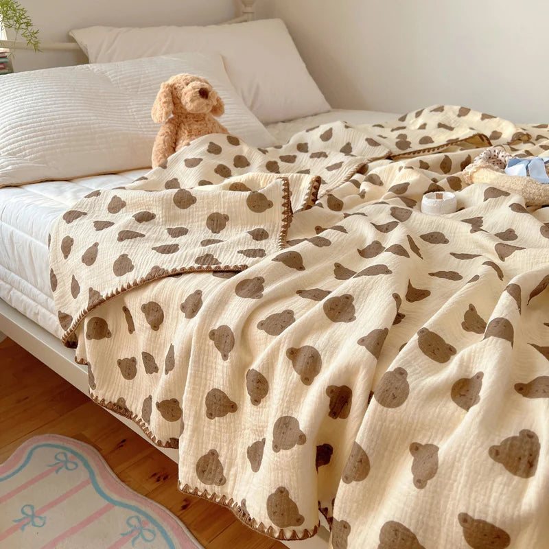 Cotton crepe throw with check pattern for children, summer style