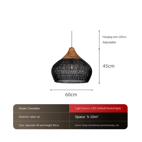 Woven rattan pendant light for tranquil Japanese-style restaurant - vue 12 sur 13