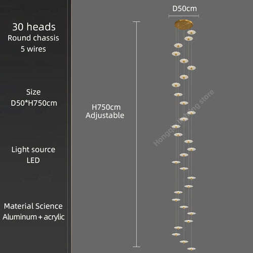 Modern LED chandelier for decorative indoor lighting - vue 24 sur 26