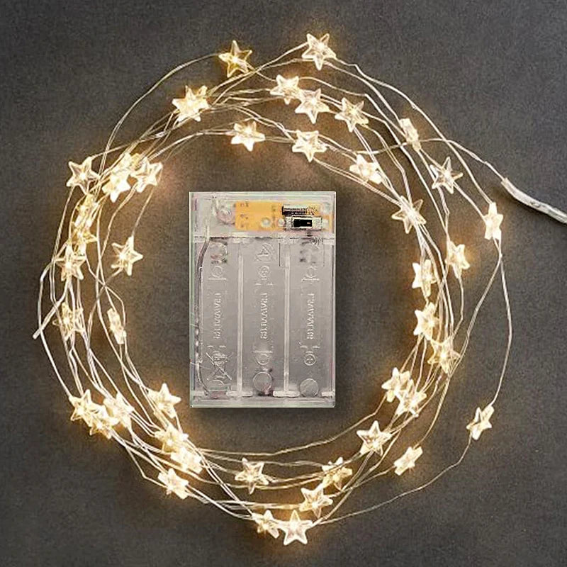 Star LED string lights copper wire for party decorations