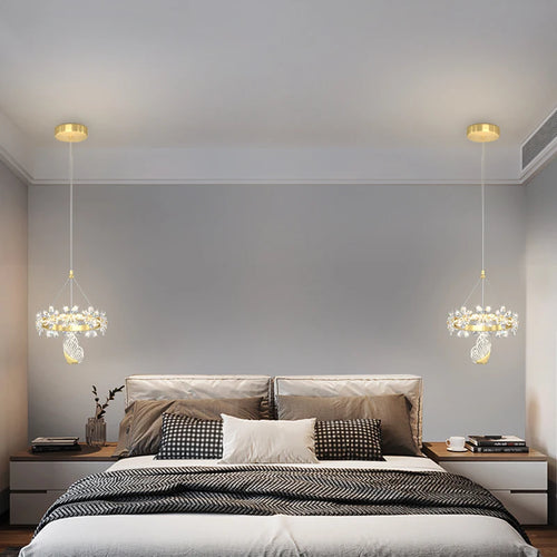 Luxury minimalist single head crystal chandelier - vue 4 sur 12