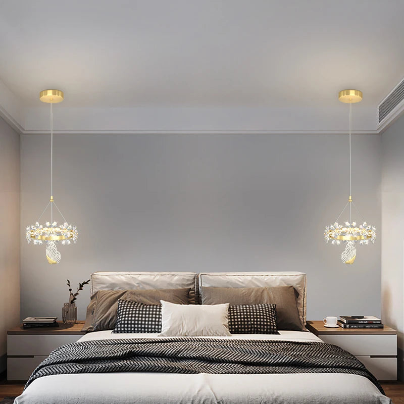 Luxury minimalist single head crystal chandelier - vue 4 sur 12