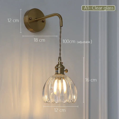 Retro Japanese style floral glass wall light