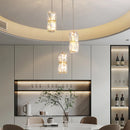 Modern Nordic pendant light in stainless steel and decorative crystal