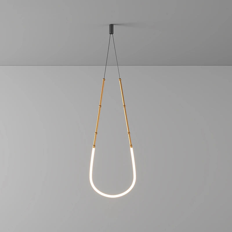 Minimalist stainless steel linear LED chandelier - vue 6 sur 16