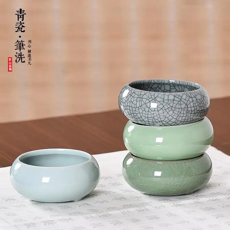 study four treasures book antique ceramic painting brush tank wash