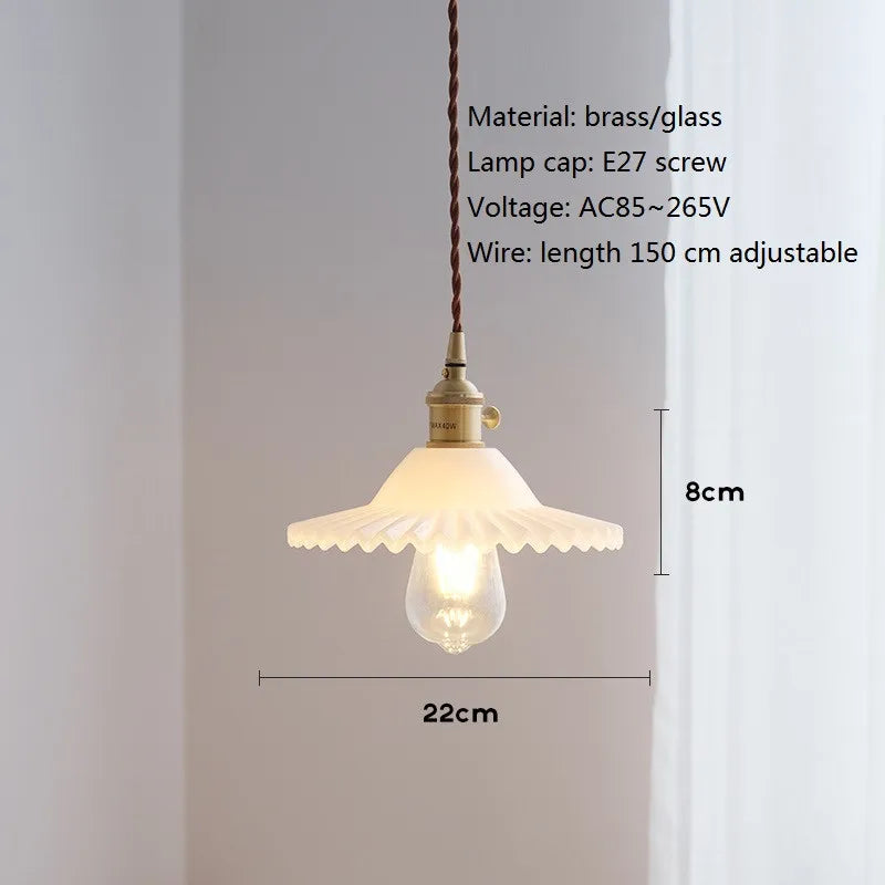 Nordic vintage glass and brass pendant light - vue 8 sur 10