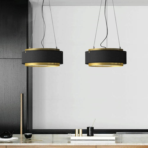 Modern gold round LED lamp with industrial decorative design - vue 4 sur 9