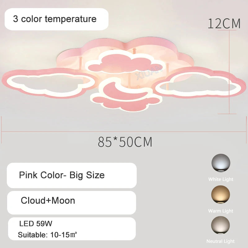 Modern LED moon, star and cloud chandelier for children - vue 18 sur 25