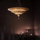 Modern cone pendant light with sheepskin paper shade