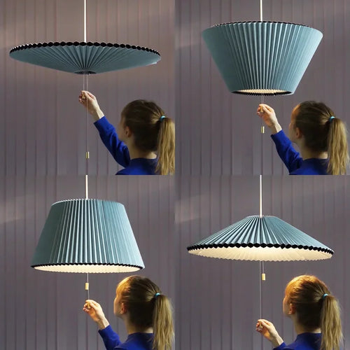 Art design pleated fabric pendant light with LED for living and dining room - vue 3 sur 9