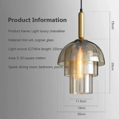 Modern glass pendant light for minimalist interior decoration - vue 4 sur 6