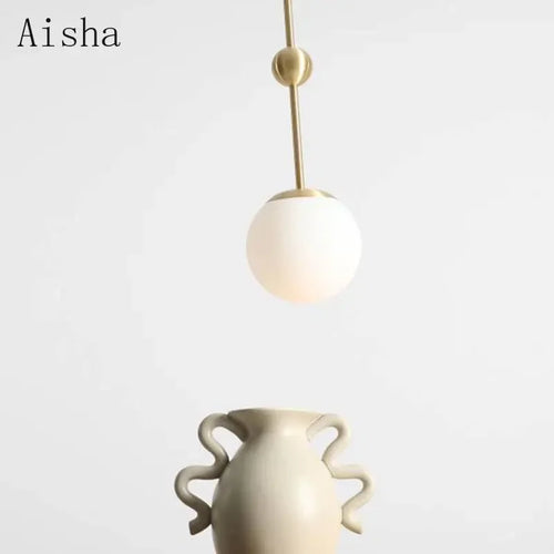Creative gold glass chandelier with three lights modern lighting - vue 6 sur 9