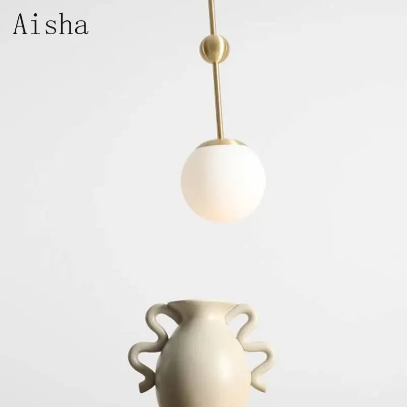 Creative gold glass chandelier with three lights modern lighting - vue 5 sur 9