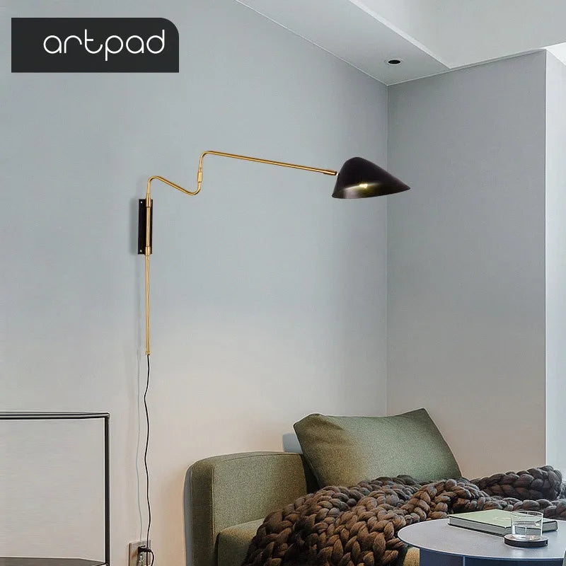 Modern wall light with switch for decorative interiors
