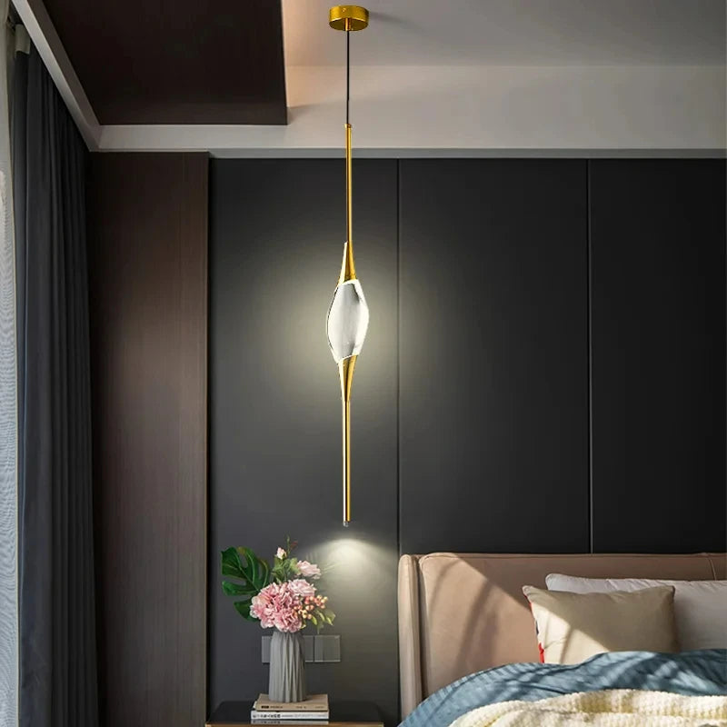 Modern brass and crystal pendant light for designer interiors