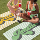 Personalised retro striped beach towel hippie style