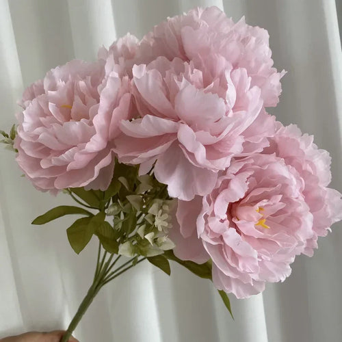 Bouquet of seven silk peonies for home and wedding decoration - vue 2 sur 12