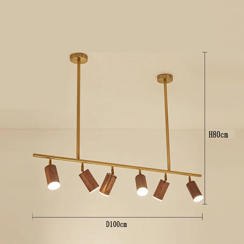 Modern walnut wood LED chandelier for home decoration - vue 7 sur 7