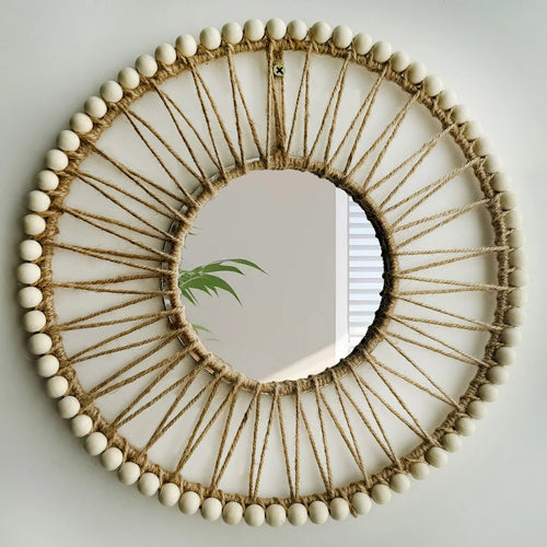 Hand-woven Nordic decorative mirror for a creative interior