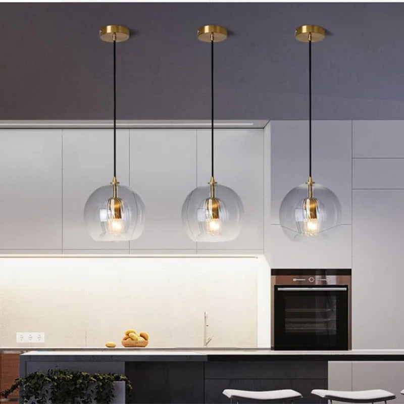 Nordic glass LED chandelier for restaurant and office - vue 5 sur 9