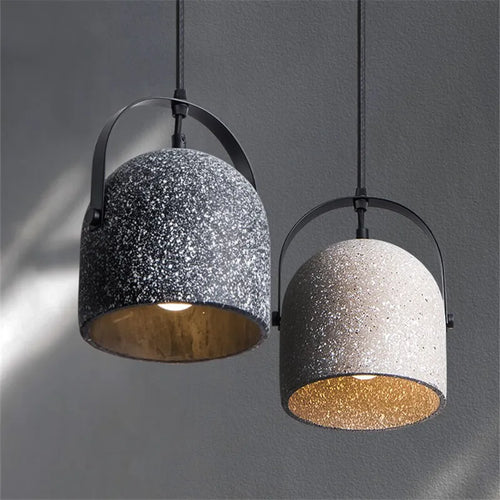 Industrial terrazzo concrete pendant light for interiors - vue 7 sur 9