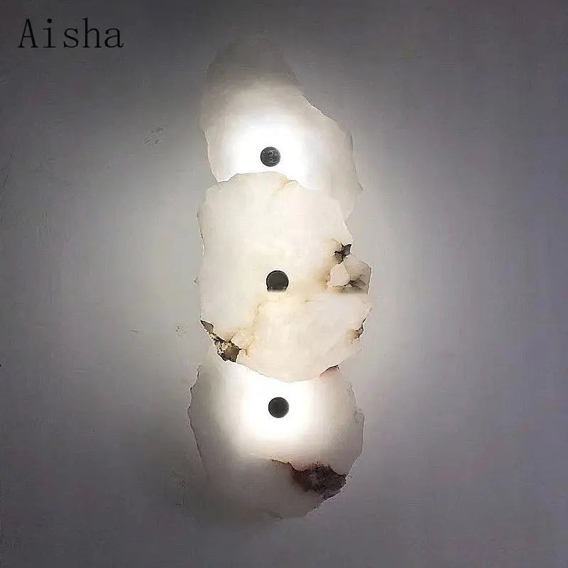 Art deco natural marble wall light with elegant LED illumination