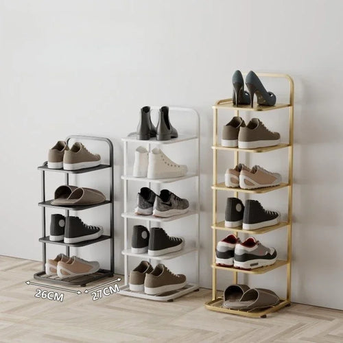 modern metal shoe rack for stylish vertical storage - vue 4 sur 12
