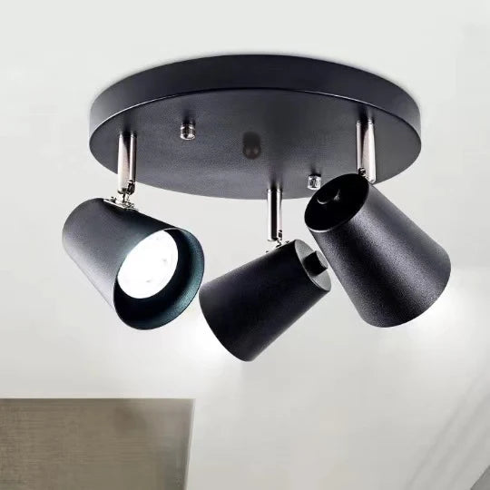 Retro industrial three head iron ceiling light - vue 8 sur 8