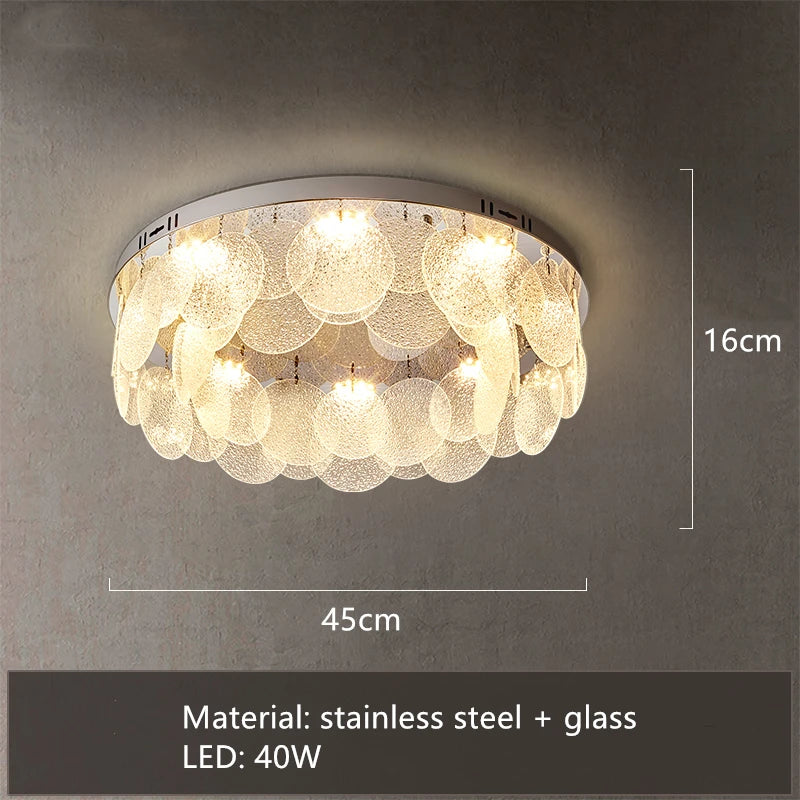 Modern LED ceiling light in stainless steel and glass for interior decoration - vue 10 sur 10