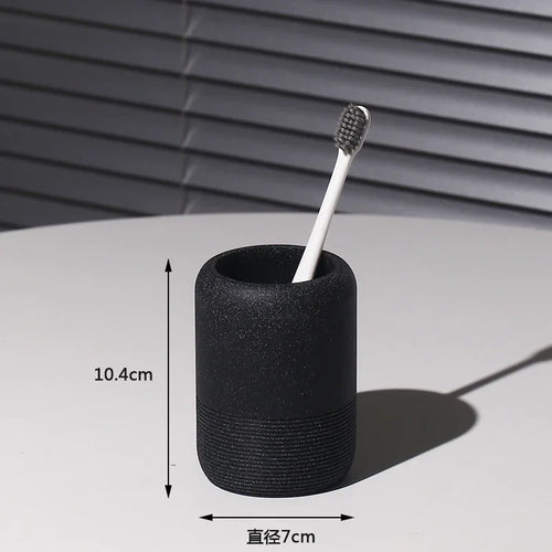 modern bathroom accessory set made of sand and gravel - vue 13 sur 18
