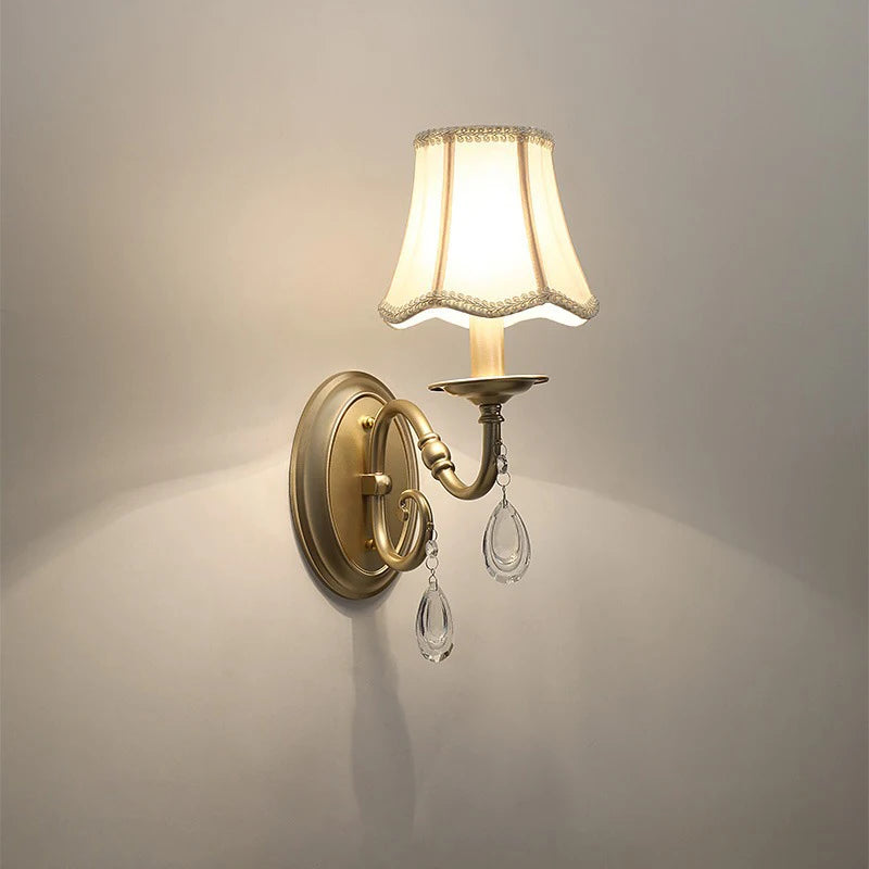 Crystal and fabric wall light in American country style for hotel
