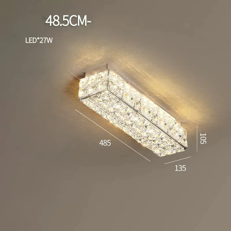 Elegant modern art deco square crystal LED ceiling light
