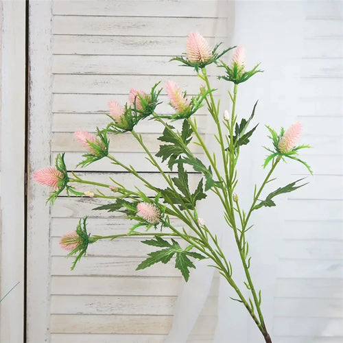 Decorative artificial sea holly flowers in pink and violet - vue 11 sur 12