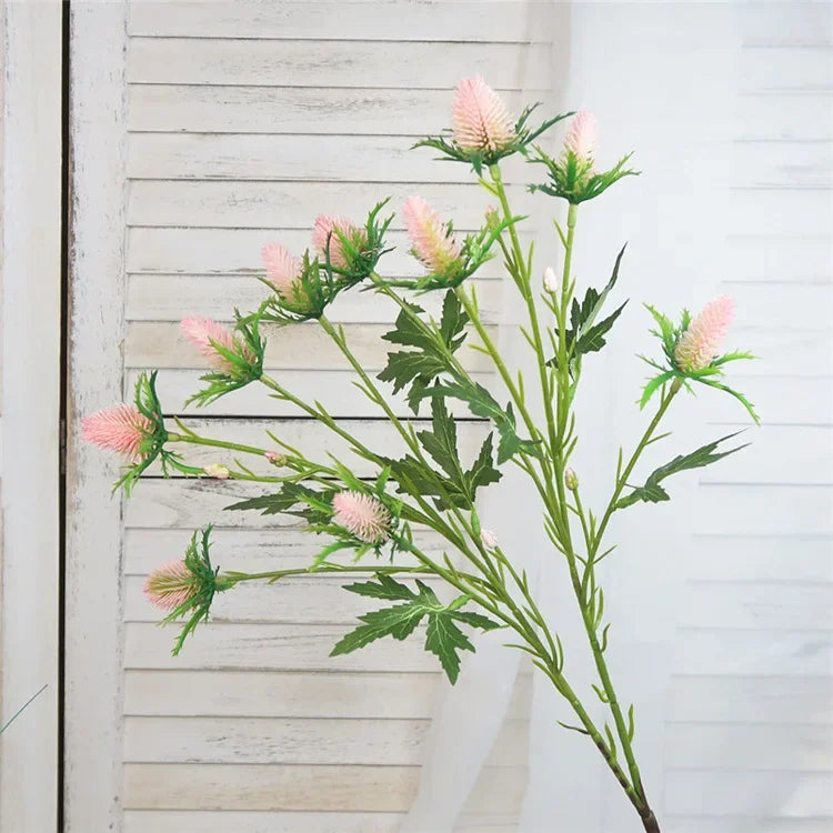Decorative artificial sea holly flowers in pink and violet - vue 10 sur 12