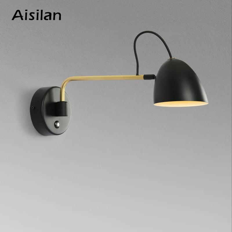 Aisilan LED dimmable swing arm wall light with touch switch for bedside, study or living room