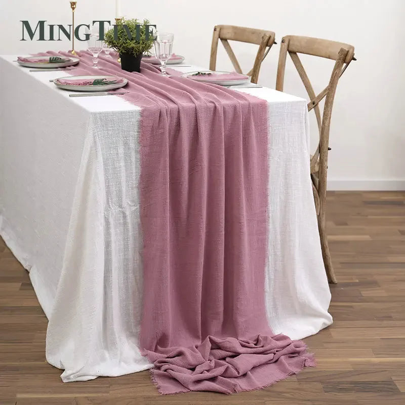 Chemin de table coton gaze style vintage mariage - vue 29 sur 29