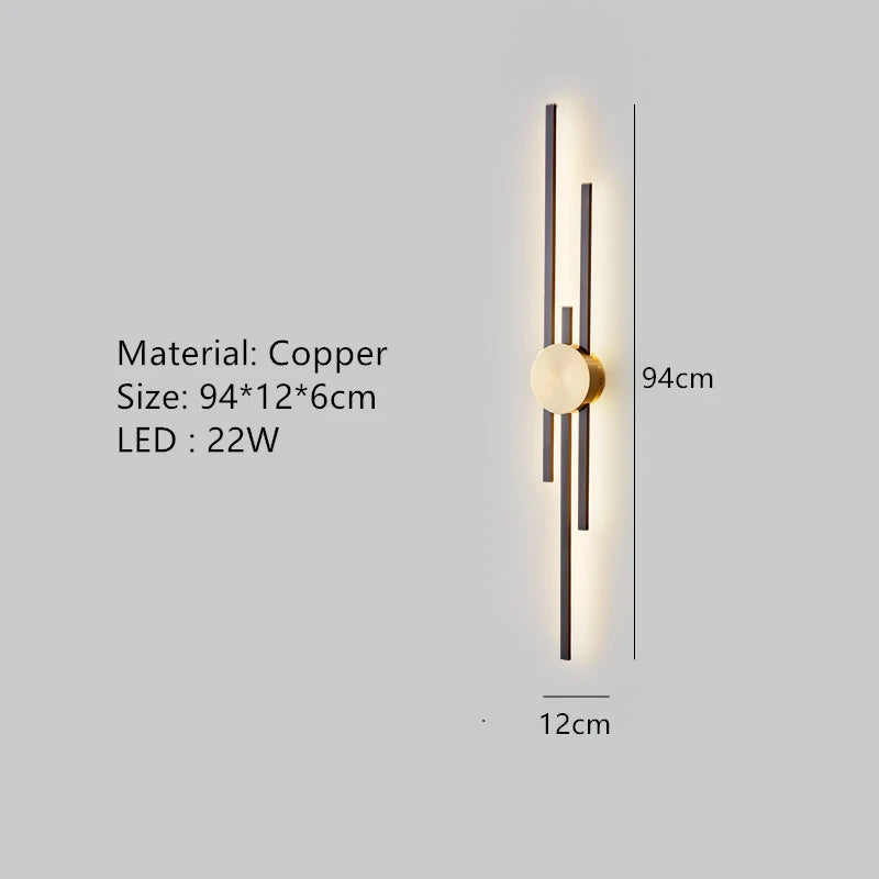Minimalist brass LED wall light for restaurant and hallway - vue 8 sur 18