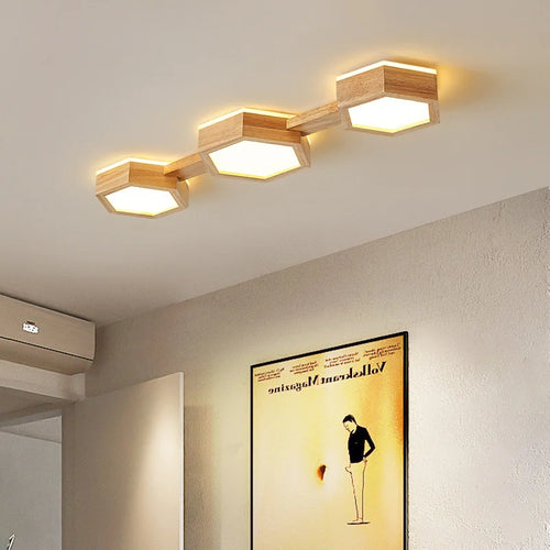 Modern wood LED ceiling light