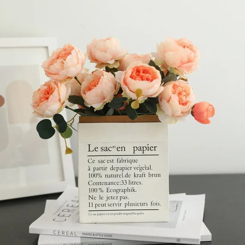 Vintage silk peony bouquet festive decoration for any occasion