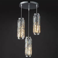 Black crystal three-head chandelier for restaurant and kitchen