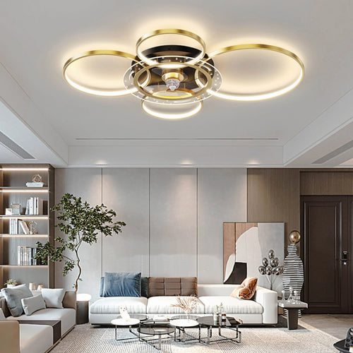 Designer ceiling light with LED circles - vue 4 sur 7