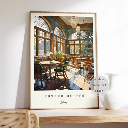 Edward Hopper Classic Art Library Modern Wall Decor - vue 4 sur 7