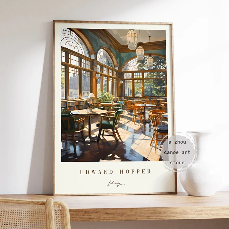Edward Hopper Classic Art Library Modern Wall Decor - vue 3 sur 7