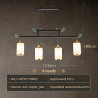 Minimalist Chinese copper chandelier with LED lights luxury décor